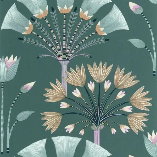 Papel pintado de estampado floral en color verde Majestic 105277120