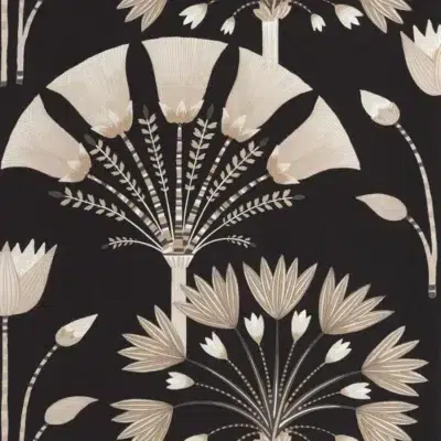 Papel pintado de estampado floral en color negro Majestic 105279024