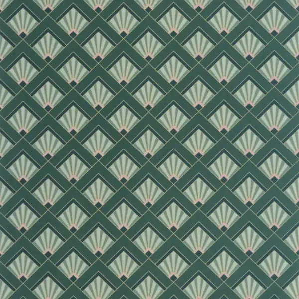 Papel pintado geométrico en color verde Effervescence 105317024
