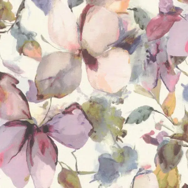 Papel pintado de estampado floral en color lila Bella 001-BLL