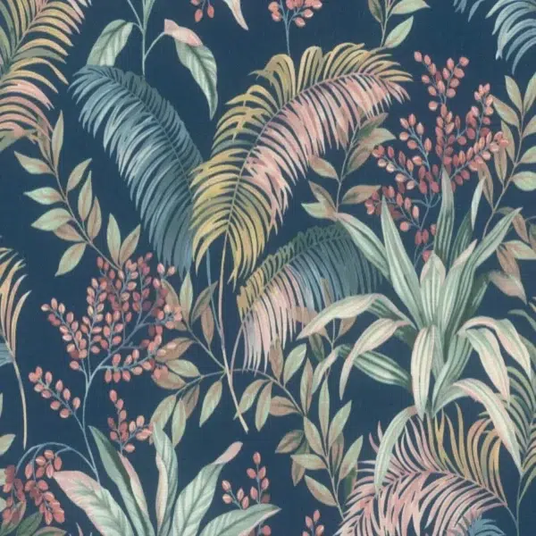 Papel pintado tropical en color azul Bella 019-BLL