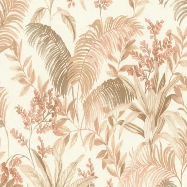 Papel pintado tropical en color rojo Bella 040-BLL