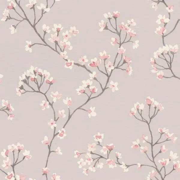 Papel pintado de estampado floral en color lila Bella 052-BLL