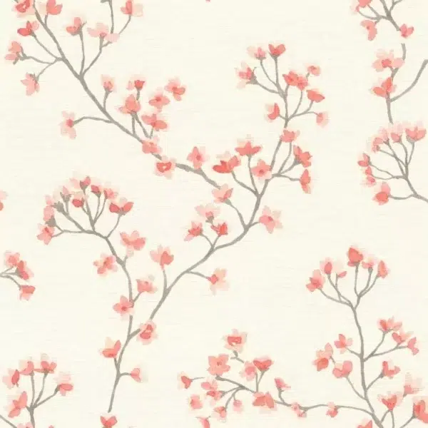 Papel pintado de estampado floral en color rojo Bella 053-BLL