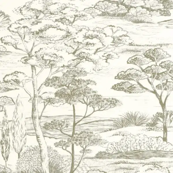 Papel pintado de Toile de Jouy en color beige Littoral 200936400