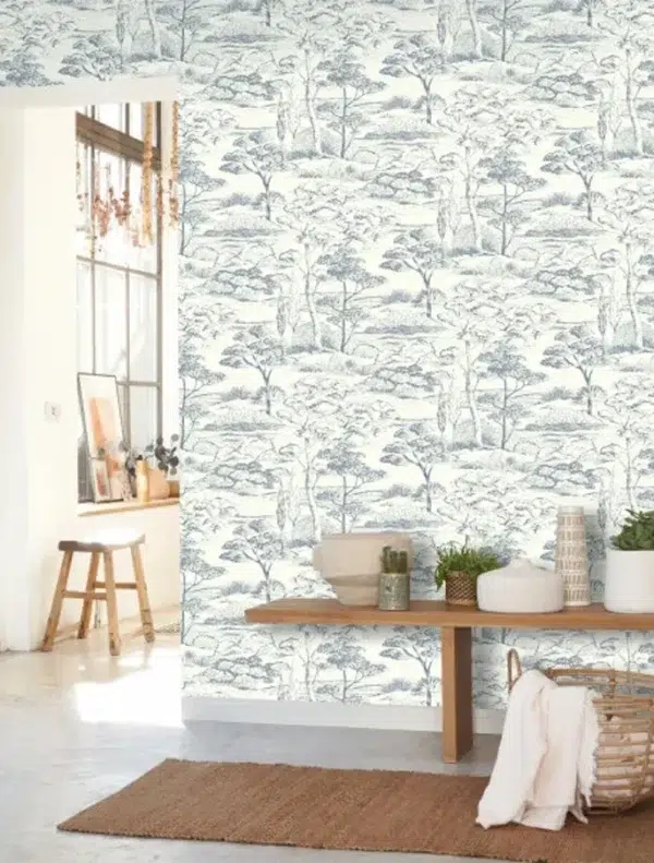 Papel pintado de Toile de Jouy en color azul Littoral 200937297 - Imagen 3