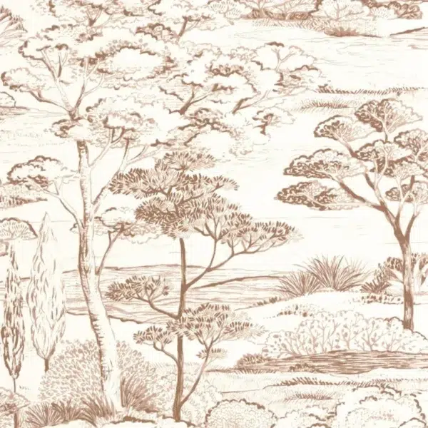 Papel pintado de Toile de Jouy en color marrón Littoral 200938242