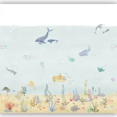 Mural de papel pintado en color azul Exploration Under the Sea 200706208
