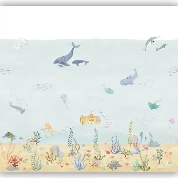 Mural de papel pintado en color azul Exploration Under the Sea 200706208