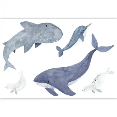 Mural de papel pintado en color azul Sea Life Spray Up 200896505