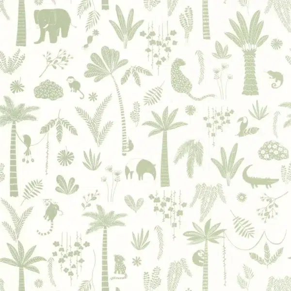 Papel pintado palmeras en color verde Poetic Jungle 200767337