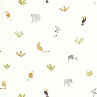 Papel pintado de animales en color blanco Companions of the Jungle 200771414