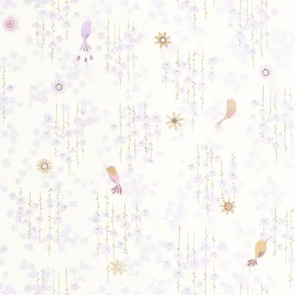Papel pintado de pájaros en color lila Tropical Birds 200785775