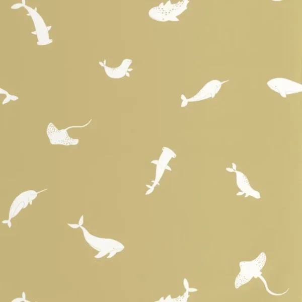 Papel pintado de animales en color verde Poetic Sea 200807207