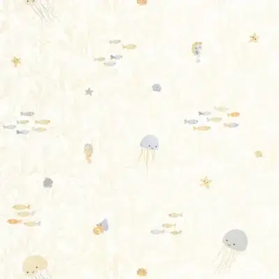 Papel pintado de animales marinos en color blanco Companions of the Sea 200811616