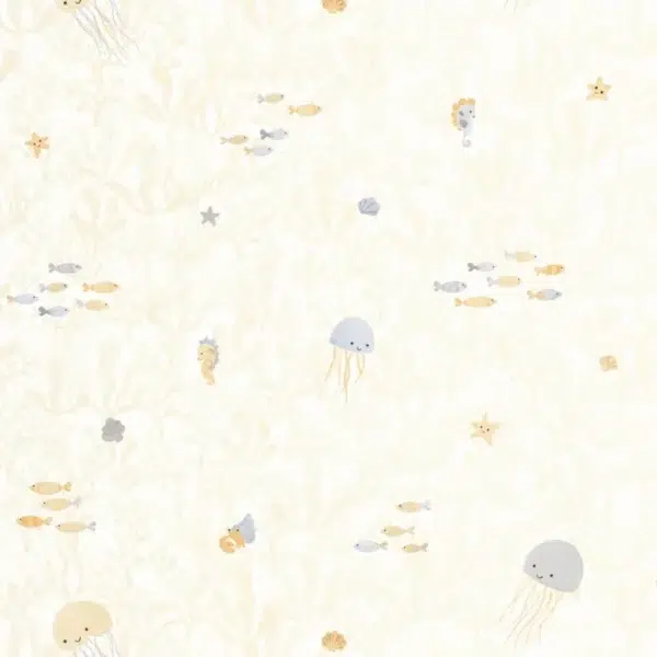 Papel pintado de animales marinos en color blanco Companions of the Sea 200811616