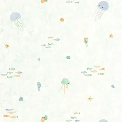 Papel pintado de animales marinos en color verde Companions of the Sea 200816767