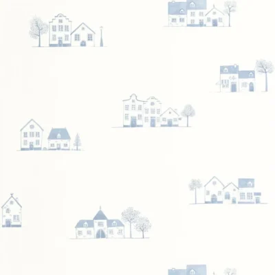Papel pintado de estampado en color azul Walk in the Village 200846611