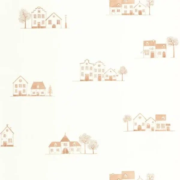 Papel pintado de estampado en color rojo Walk in the Village 200848303