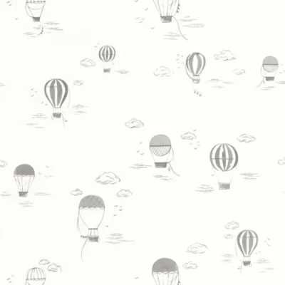 Papel pintado de globos aerostáticos en color gris Balloons in the Clouds 200859808