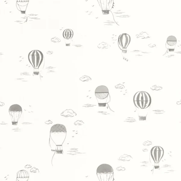 Papel pintado de globos aerostáticos en color gris Balloons in the Clouds 200859808