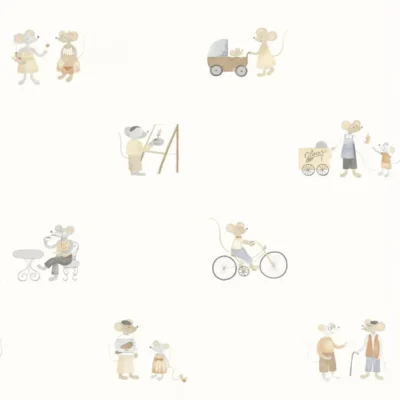 Papel pintado de animales en color beige Neighbors of the Village 200871919