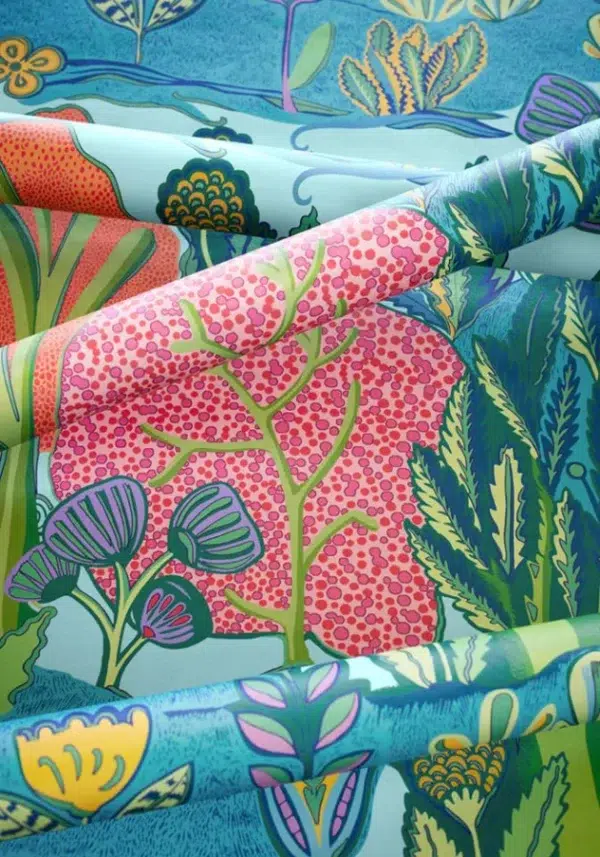 Papel pintado de estampado floral en color azul Albero T45009 - Imagen 4