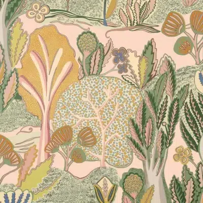 Papel pintado de estampado floral en color beige Albero T45010