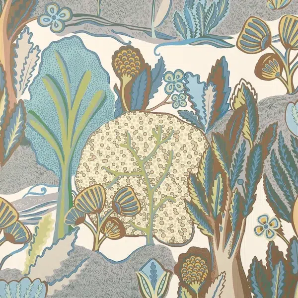 Papel pintado de estampado floral en color marrón Albero T45013