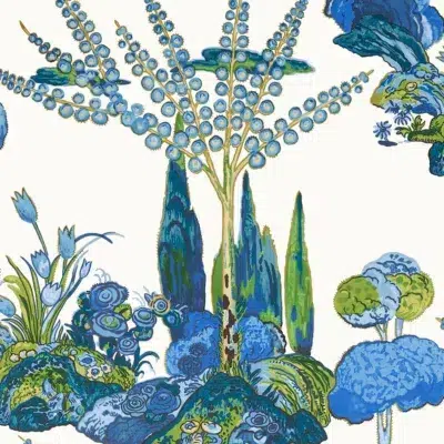 Papel pintado de árboles en color azul Orleans T45028
