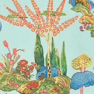 Papel pintado de árboles en color azul Orleans T45030