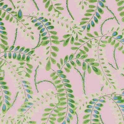 Papel pintado de hojas en color rosa Augusta T45037