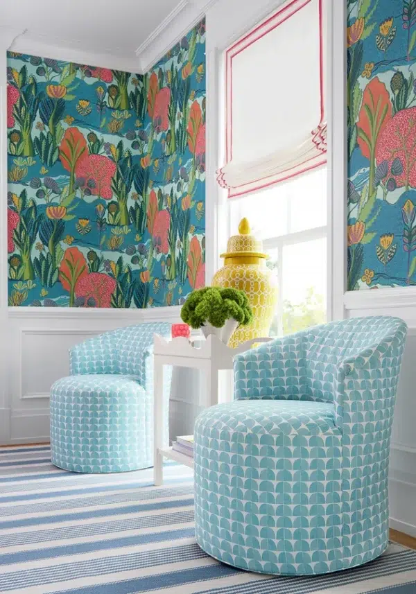 Papel pintado de estampado floral en color azul Albero T45009 - Imagen 5