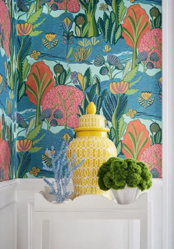 Papel pintado de estampado floral en color azul Albero T45009 - Imagen 3