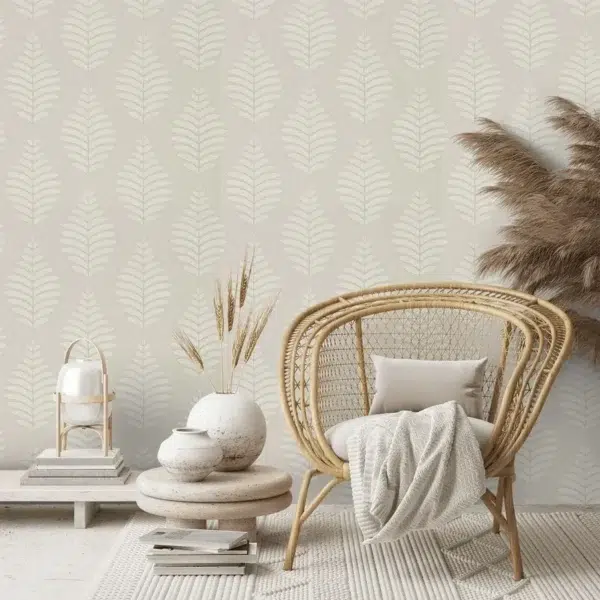 Papel pintado de hojas en color beige Lucielle HPUT111896 - Imagen 6