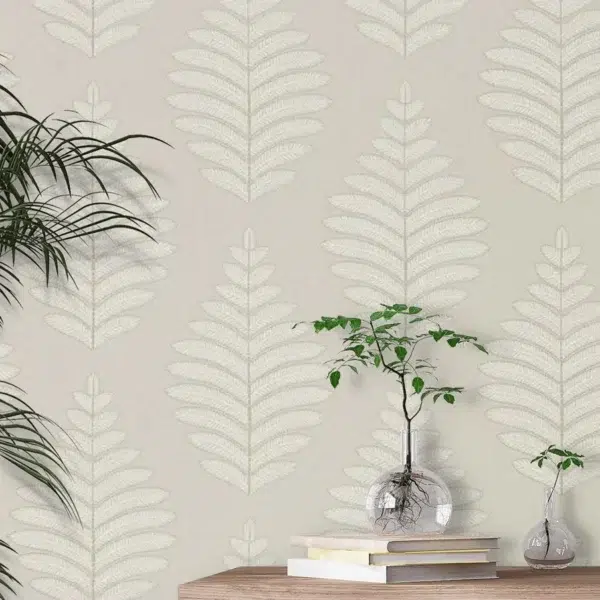 Papel pintado de hojas en color beige Lucielle HPUT111896 - Imagen 5