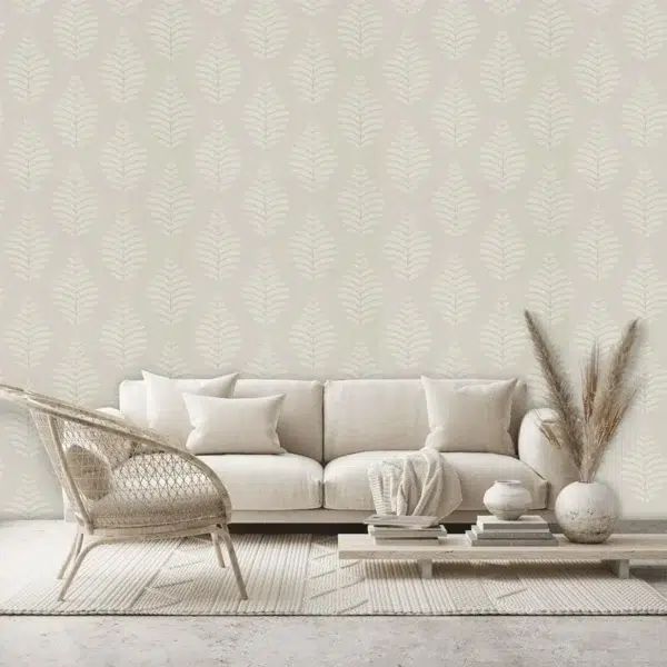 Papel pintado de hojas en color beige Lucielle HPUT111896 - Imagen 3
