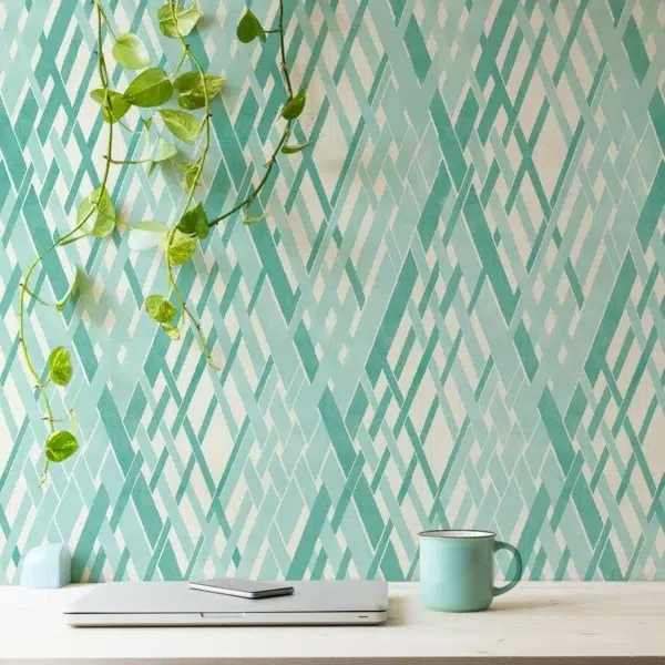 Papel pintado geométrico en color azul Locronan Wide Width HRTW113125 - Imagen 10