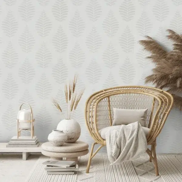 Papel pintado de hojas en color beige Lucielle HPUT111896 - Imagen 10