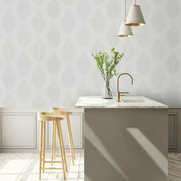 Papel pintado de hojas en color beige Lucielle HPUT111896 - Imagen 8