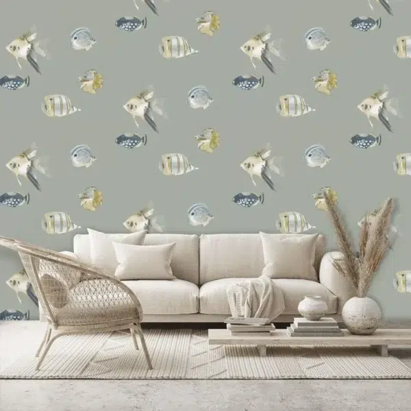 Papel pintado de peces en color beige Kamanu Wide Width HANZ111647 - Imagen 16