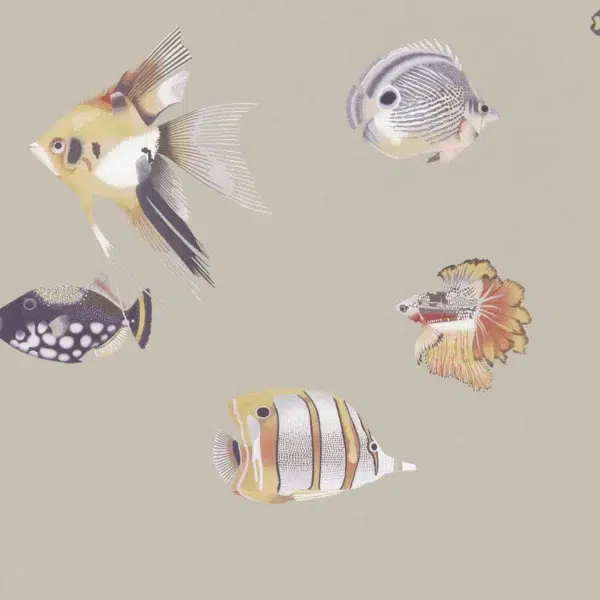 Papel pintado de peces en color beige Kamanu Wide Width HANZ111647