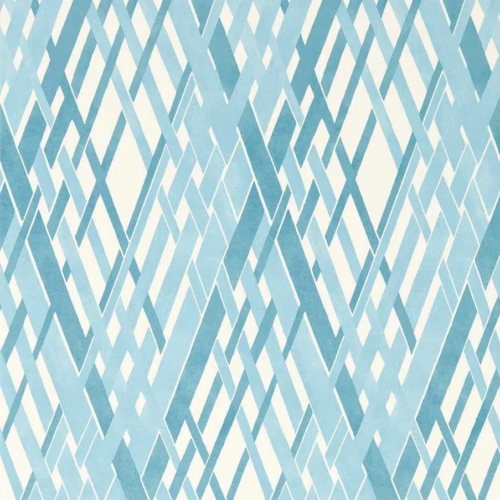 Papel pintado geométrico en color azul Locronan Wide Width HRTW113125