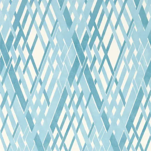 Papel pintado geométrico en color azul Locronan Wide Width HRTW113125