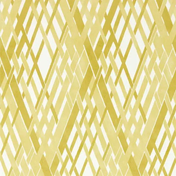 Papel pintado geométrico en color amarillo Locronan Wide Width HRTW113126