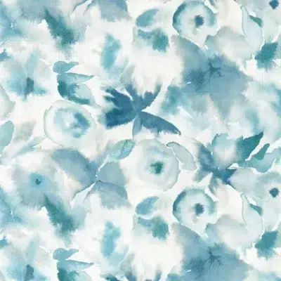 Papel pintado de estampado floral en color azul Flores Wide Width HRTW113138