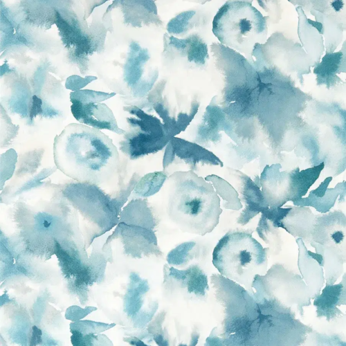 Papel pintado de estampado floral en color azul Flores Wide Width HRTW113138