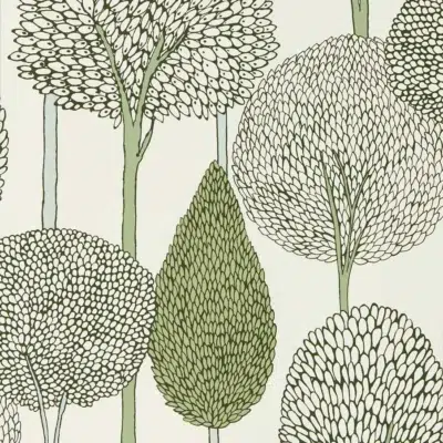 Papel pintado de árboles en color verde Silhouette HRTW113139