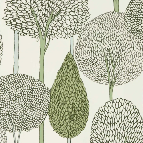 Papel pintado de árboles en color verde Silhouette HRTW113139