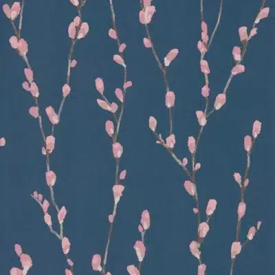 Papel pintado de flores en color azul marino Salice HSTO111471